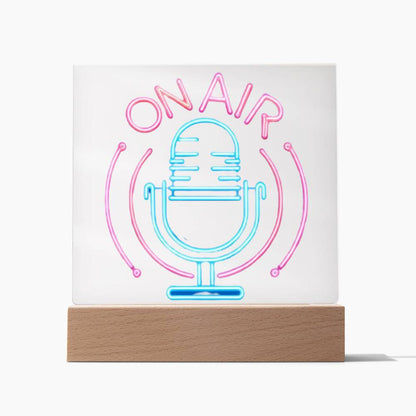 On Air Sign, Neon Light Graphic, Square Acrylic Plaque