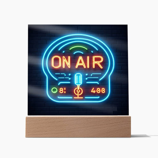 On Air Light Up Sign, Neon Graphic, Square Acrylic Plaque