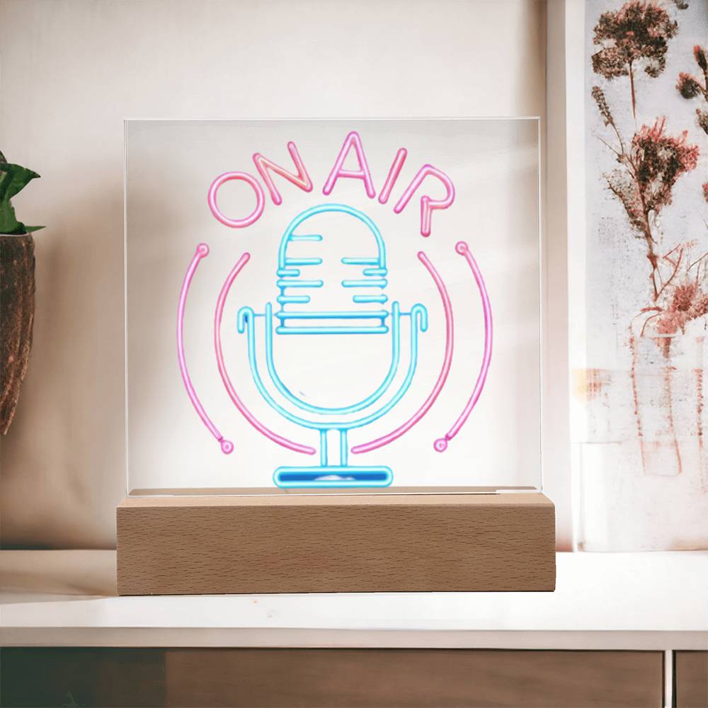 On Air Sign, Neon Light Graphic, Square Acrylic Plaque