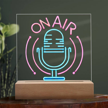 On Air Sign, Neon Light Graphic, Square Acrylic Plaque