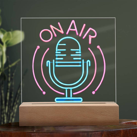 On Air Sign, Neon Light Graphic, Square Acrylic Plaque