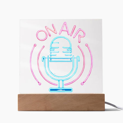 On Air Sign, Neon Light Graphic, Square Acrylic Plaque