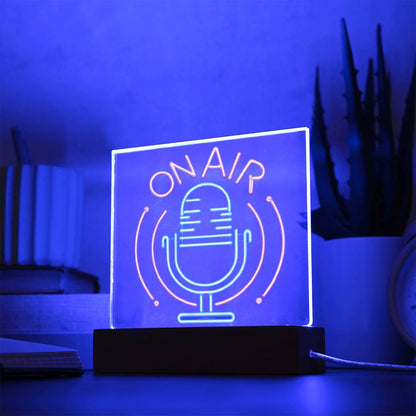 On Air Sign, Neon Light Graphic, Square Acrylic Plaque