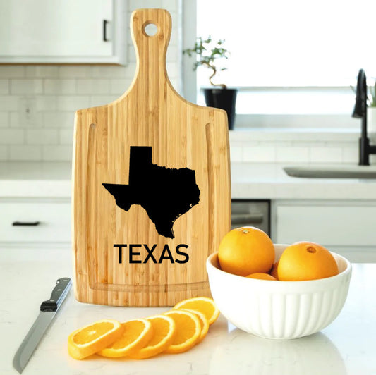 Estado de Texas, EE.UU. Texan, tabla de cortar con mango grande y ranuras para jugo