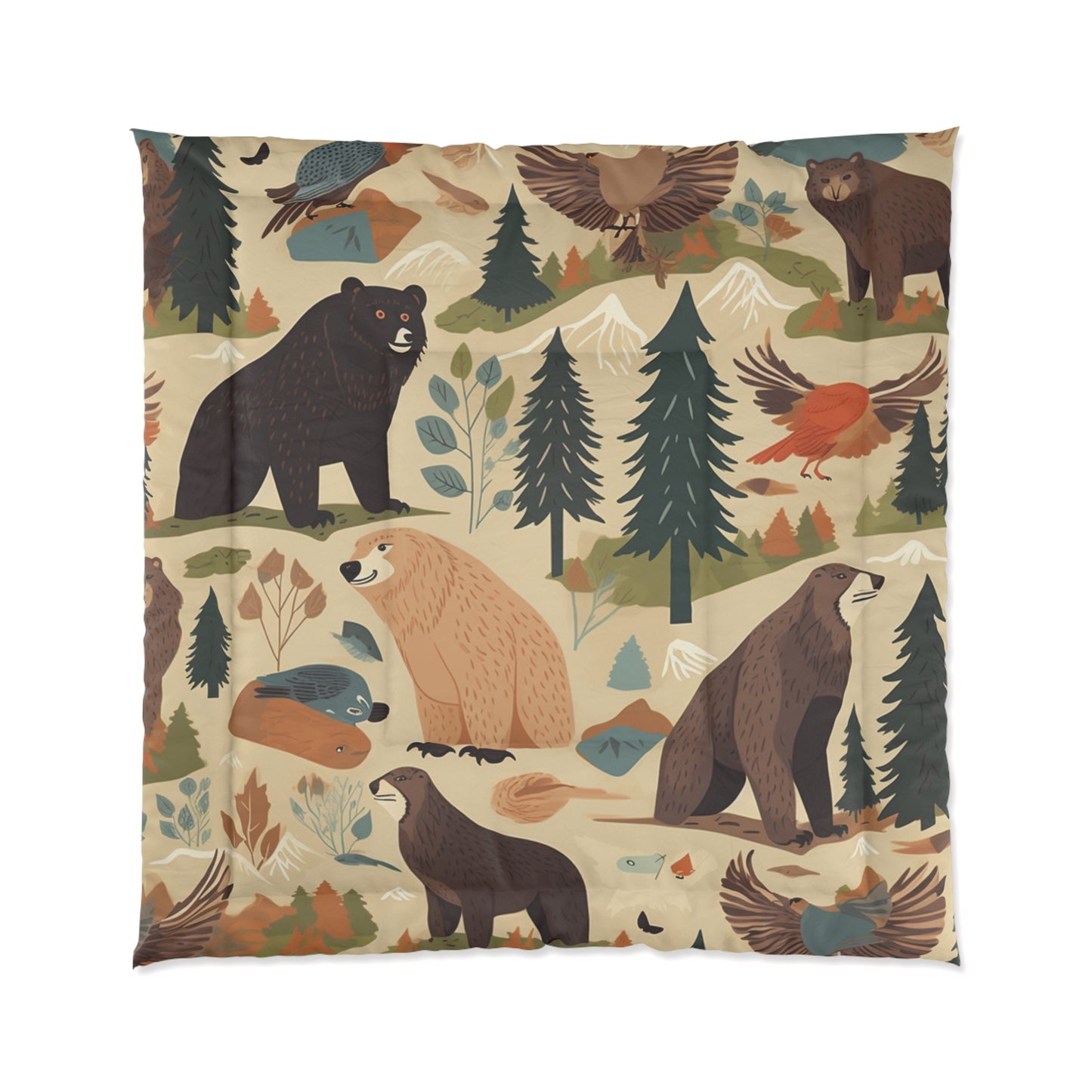 U.S. Wilderness Inspired: Grizzly Bears, Animals Pattern Comforter