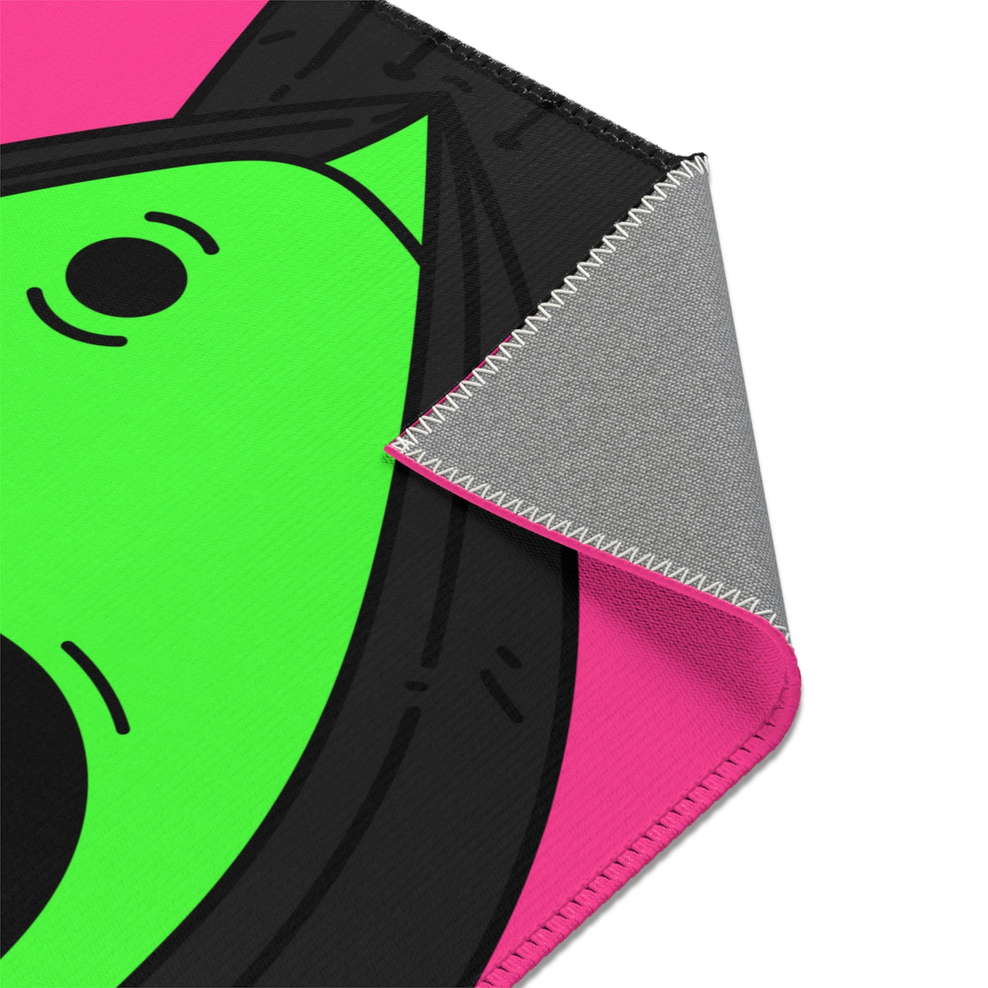 The Visitor Green Alien Black Hoodie Pink Background Area Rugs - Visitor751