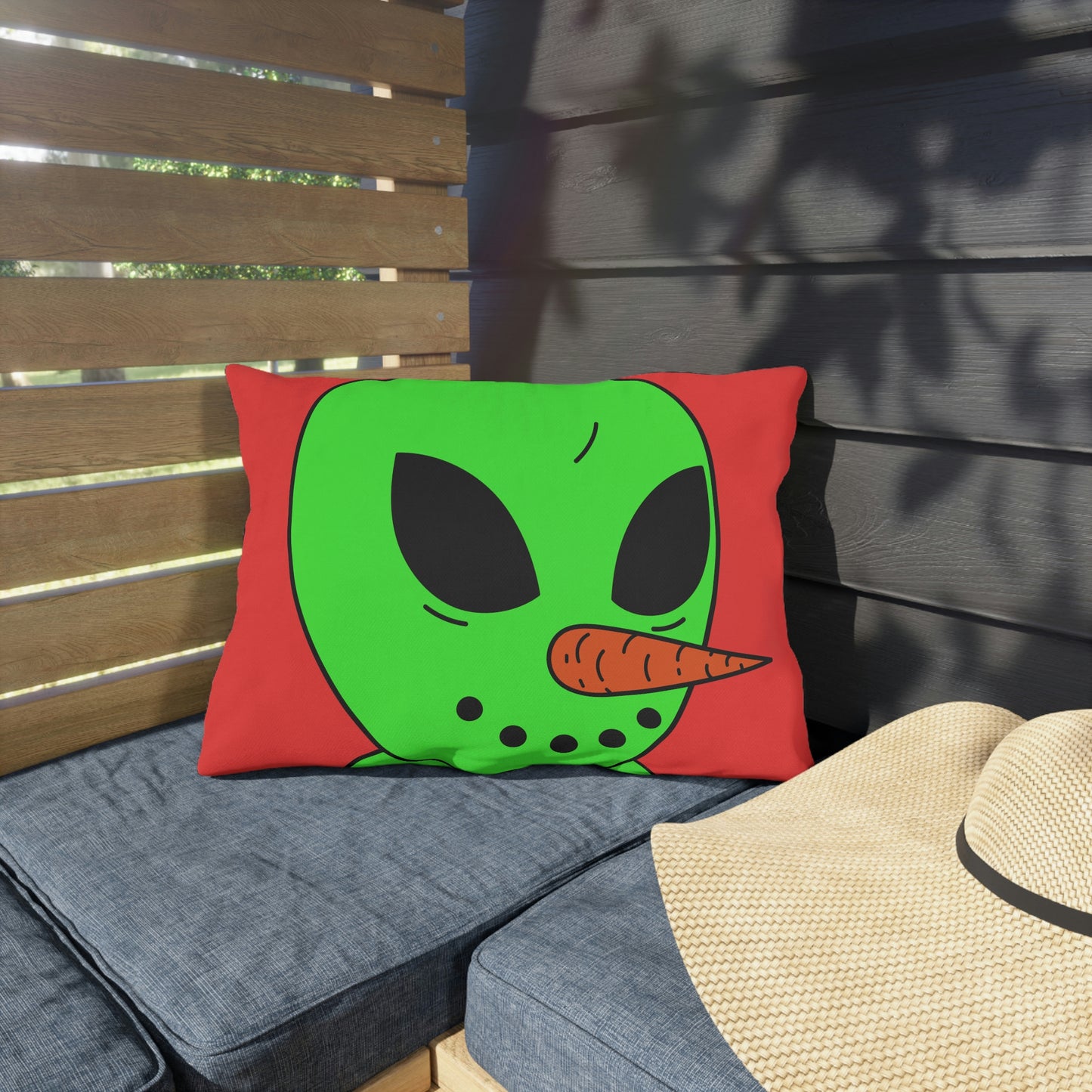 Veggie Visi Alien Vegetable Visitor Outdoor Pillows