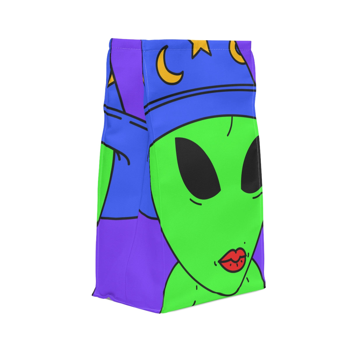 Sombrero de mago azul Alien Muscle Lipstick Bolsa de almuerzo de poliéster para visitantes verde 