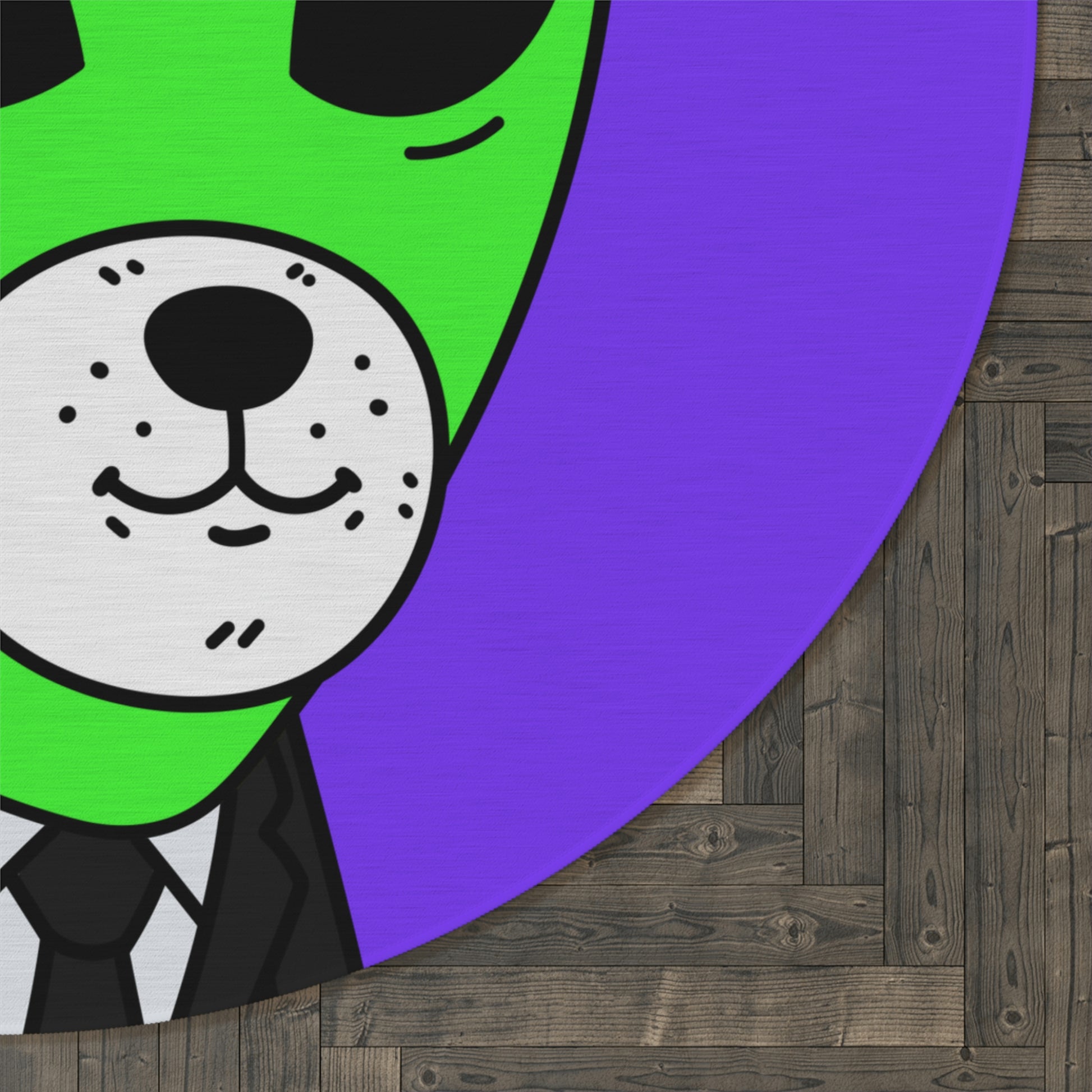 Green Alien Business Suit Dog Face Visitor Round Rug - Visitor751