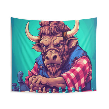 Chess Game Champ Master Bison Buffalo Style Indoor Wall Tapestries