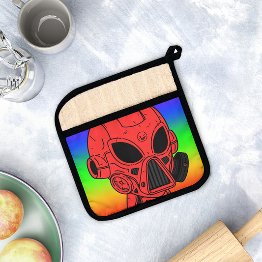 Orgullo Rainbow Robot Cyborg Alien Pot Holder con bolsillo