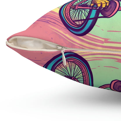 Bicycle Bike American Eagle Biker Graphic Spun Polyester Square Pillow