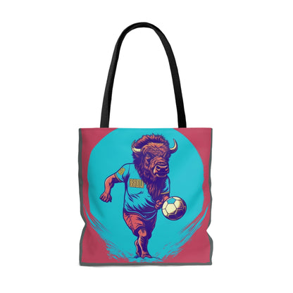 American Bison Soccer Player Sport Buffalo Graphic Tote Bag (AOP)