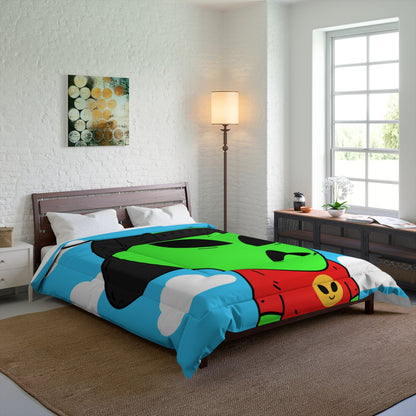 Green Alien Large V Mouth Black Cap Red Visi T Shirt Visitor Bed Comforter