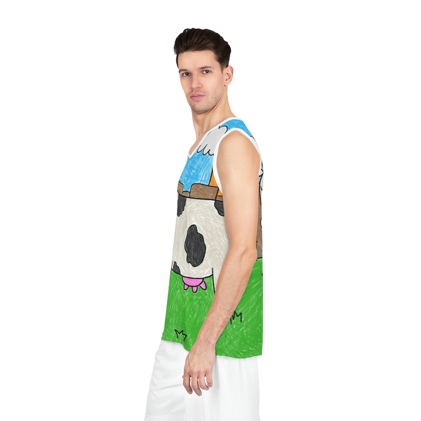 Cow Farm Animal Character Basketball Jersey (AOP)