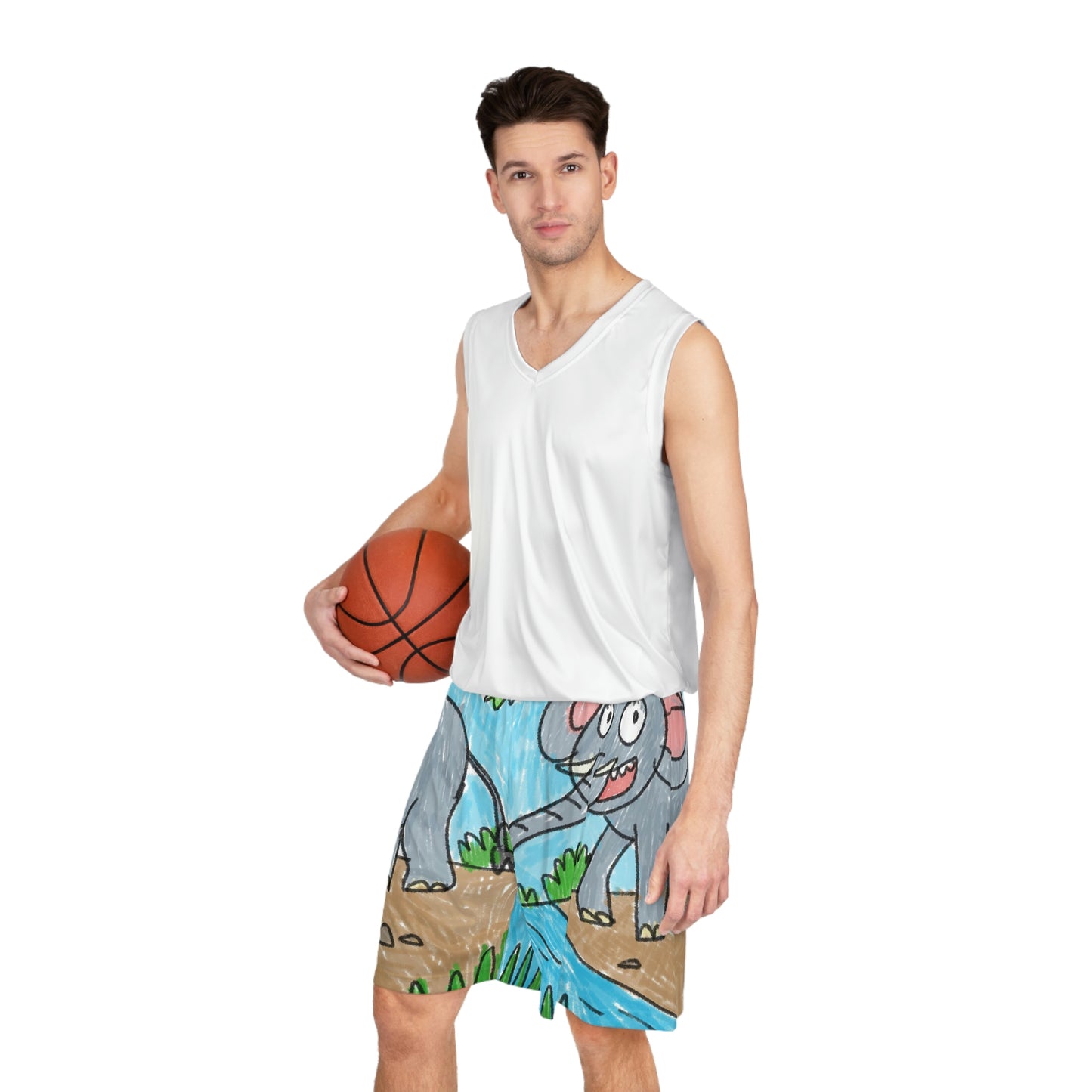 Elefante Elefante Rey Elefante Safari Animal Shorts de baloncesto (AOP) 