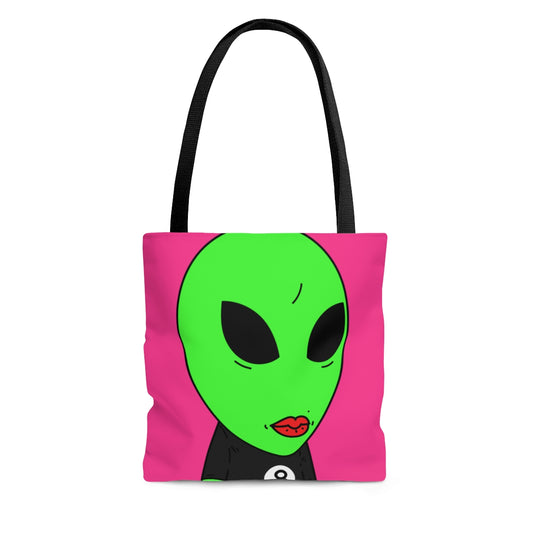 8 Ball Green Alien Lipstick Visitor Pool Player Game AOP Tote Bag