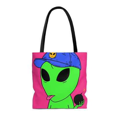 Green Alien Bomb Wield Hand Blue Visi Hat Visitor AOP Tote Bag