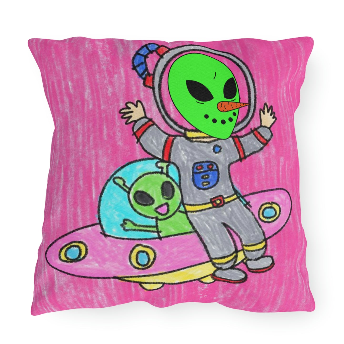 Veggie Visi Alien Vegetable Visitor UFO Outdoor Pillows