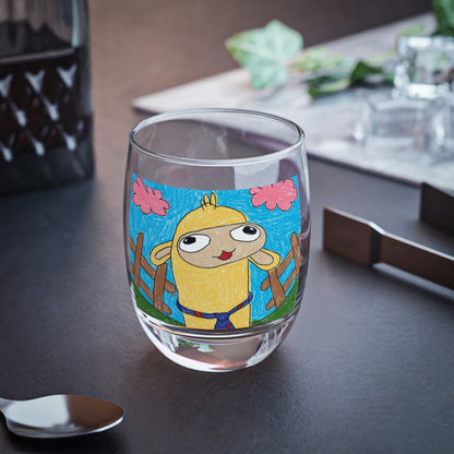 Llama Lovers: Heart and Animal Design Whiskey Glass