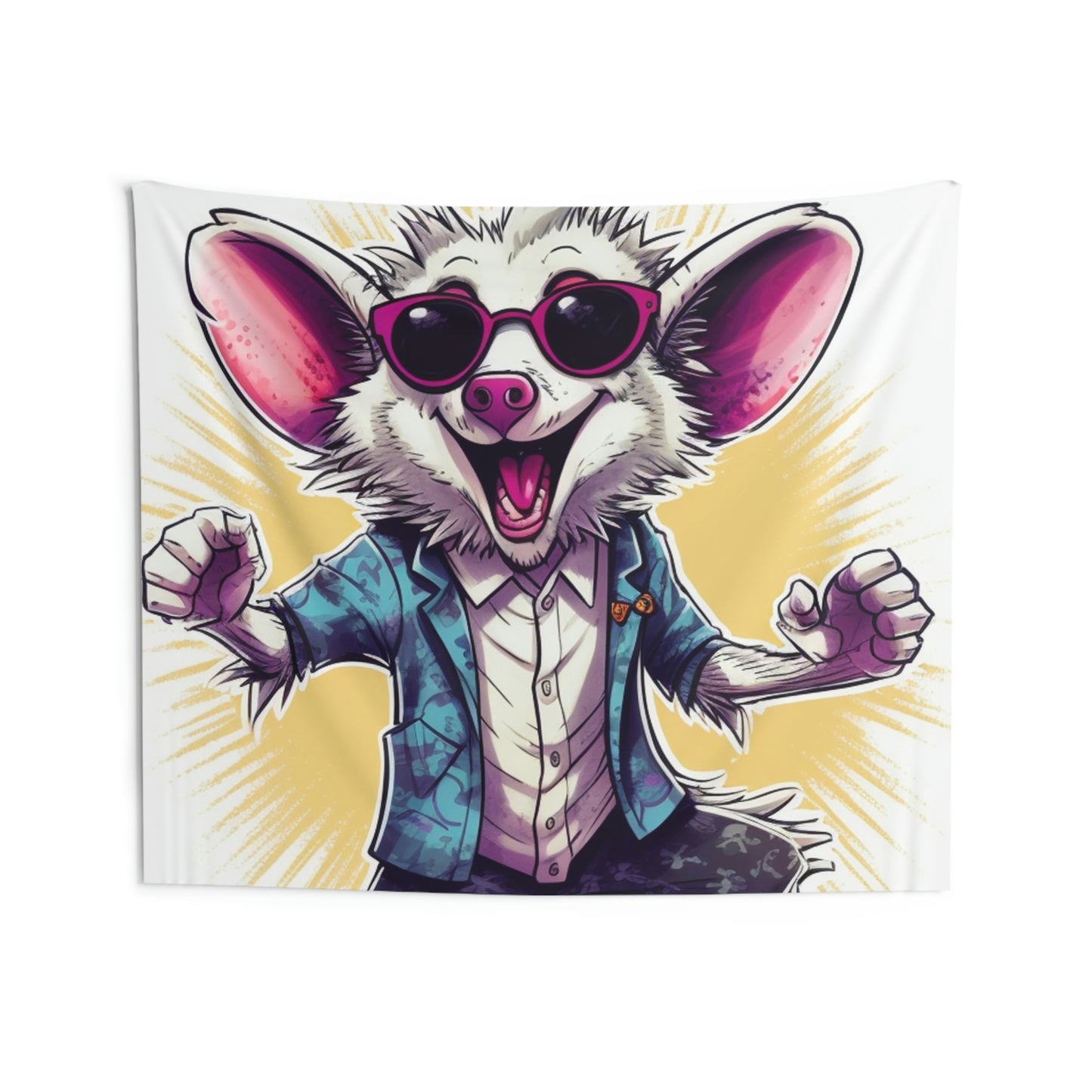 Joyous Opossum Cartoon Anime Design Indoor Wall Tapestries