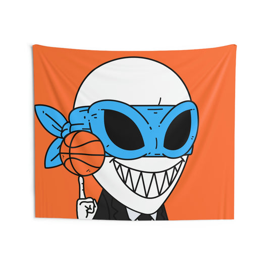 Alien BBall Sport Ninja Mask Orange Basketball Indoor Wall Tapestries
