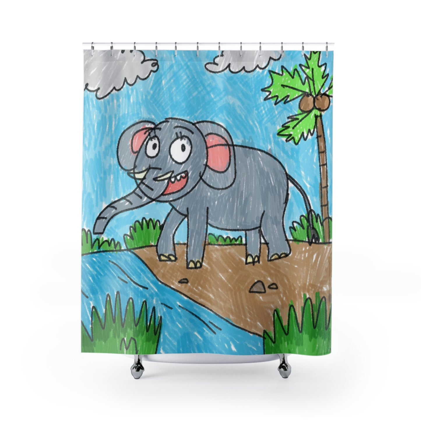 Elefante Elephant King Safari Animal Shower Curtains