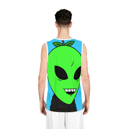 Green Apple Chipped tooth Visitor Smiling Basketball Jersey (AOP)