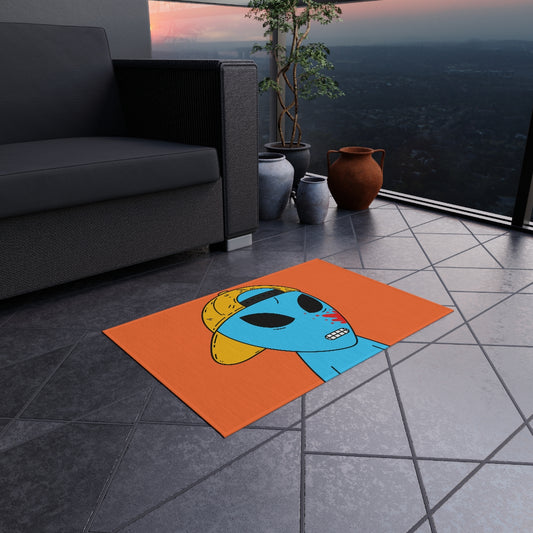 Blue Blood Visitor Alien Cartoon Outdoor Rug