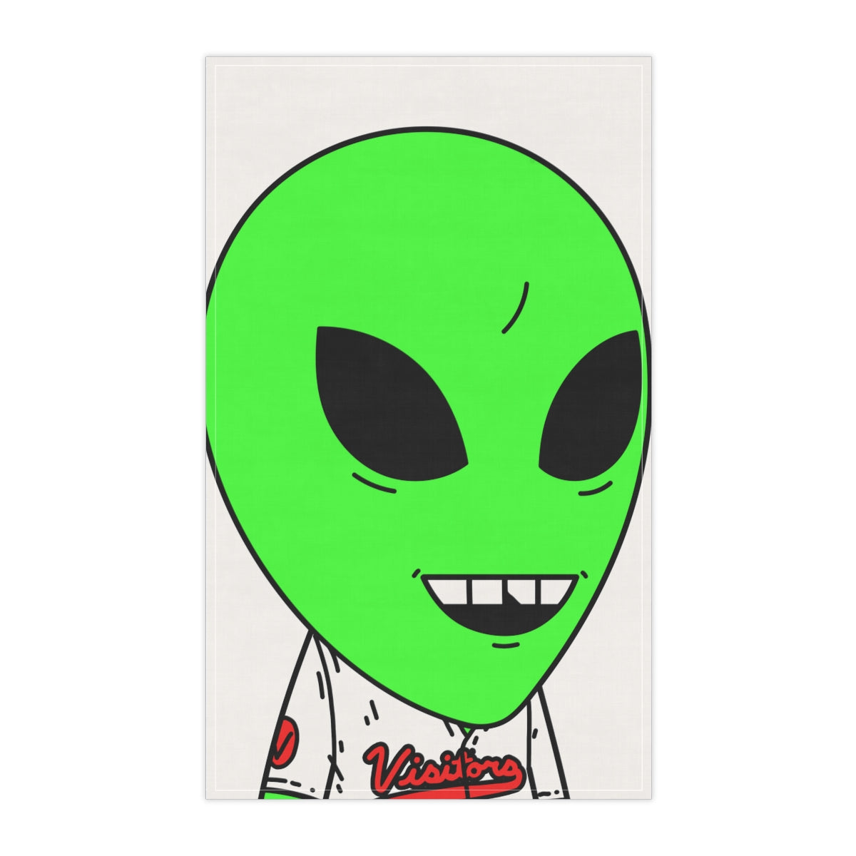 Toalla de cocina con personaje de diente astillado y extraterrestre verde del equipo deportivo de los visitantes 