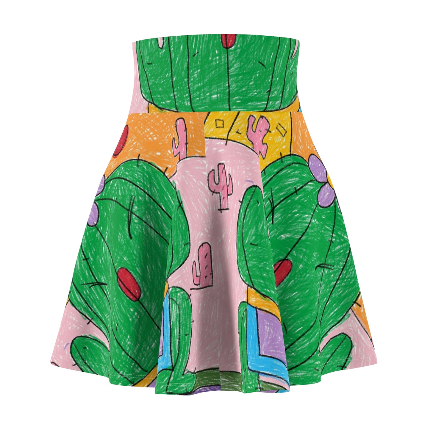 Desert Cactus Sumo Wrestler Graphic Women's Skater Skirt