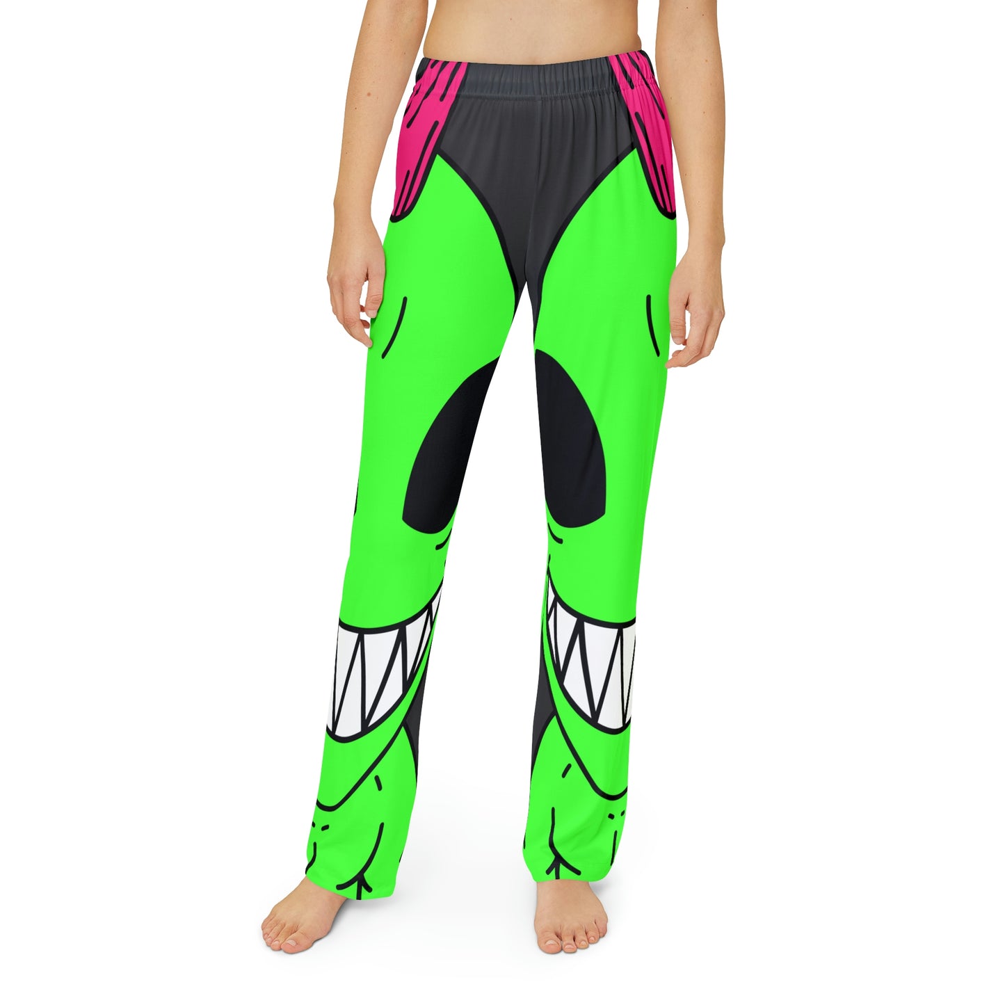 Spiked Pink Hair Muscle Alien Visitor Kids Pajama Pants