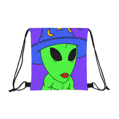 Blue Wizard Hat Alien Muscle Lipstick Green Visitor Outdoor Drawstring Bag