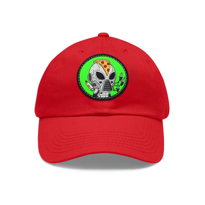 Gorro Pizza Chef Visitor Alien Dad con parche de cuero (redondo)