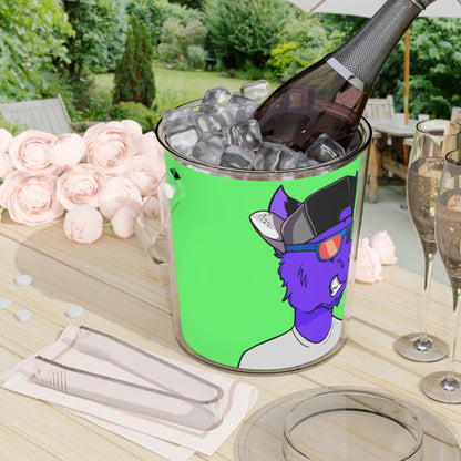 Cyborg Wolf Purple Fur Werewolve Ice Bucket with Tongs