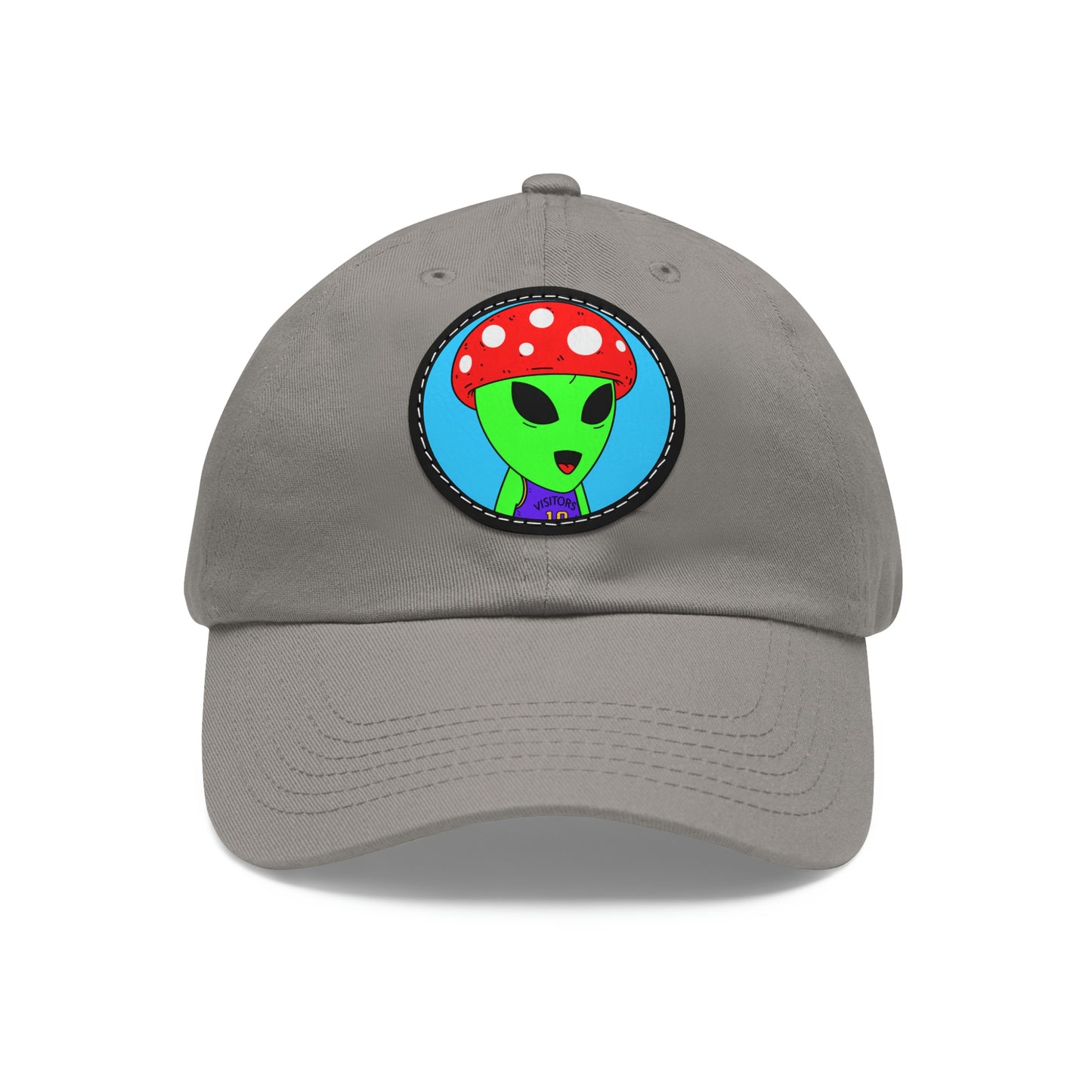 Healthy Sport Jersey Mushroom Alien Dad Hat with Leather Patch (Round)