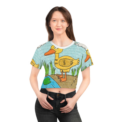 Yellow Duck Bird Pond AOP Crop Tee