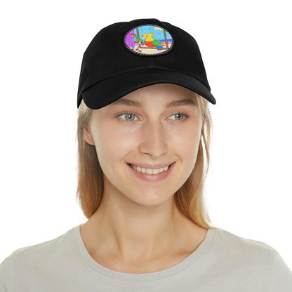 Animal Lover Parrot Perfect Gift for Parrot Owners Dad Hat with Leather Patch (Round)