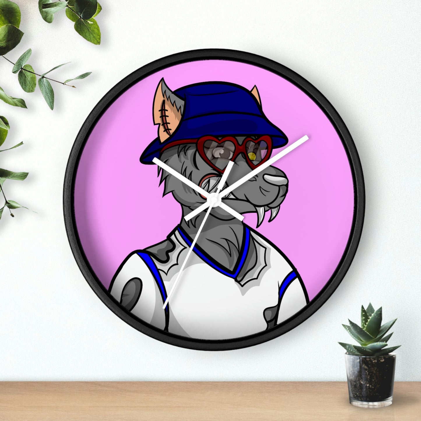 Valentine Wolf Heart Love Wall clock