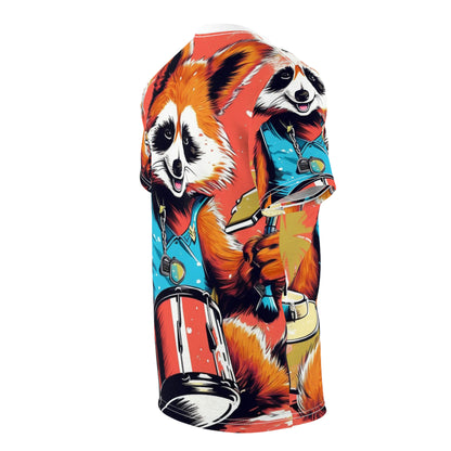 Red Panda Drum Music Player Graphic Unisex Cut & Sew Tee (AOP)