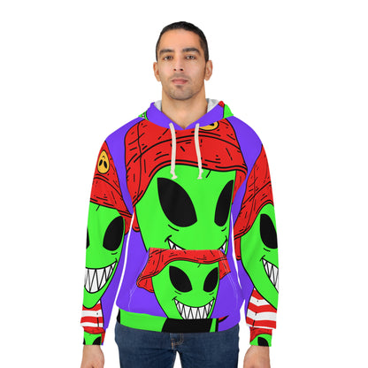 Sudadera con capucha unisex Happy Greatful Smiling Visitor Alien AOP 