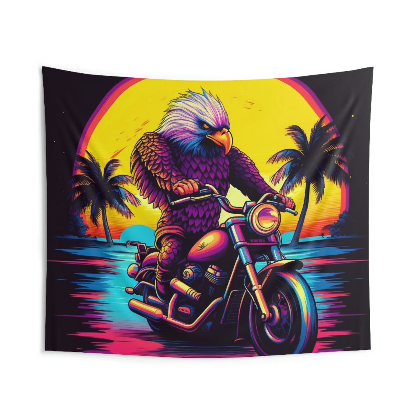 Rider Motorcycle American Bald Eagle Flyer US Graphic Indoor Wall Tapestries