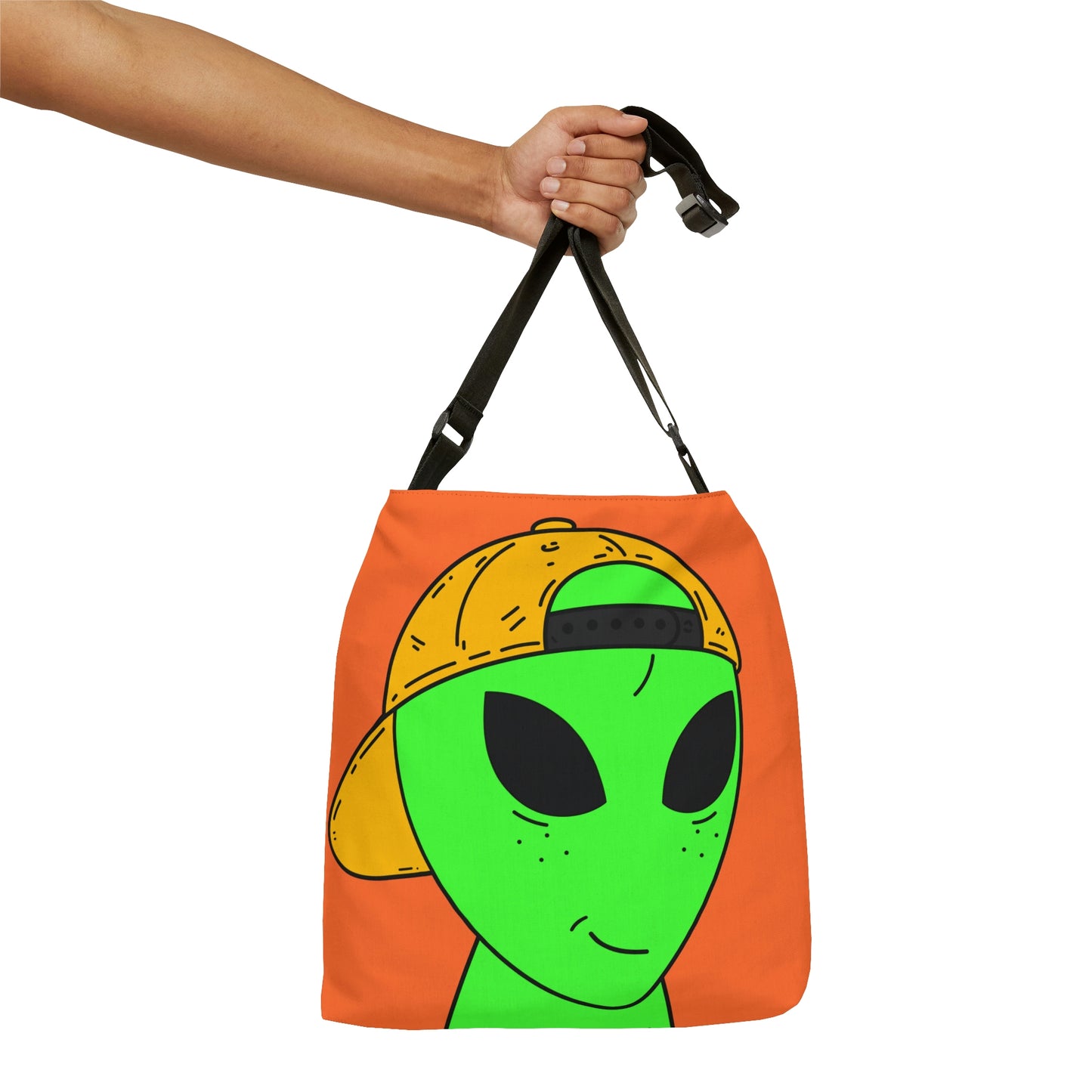 Happy Smirk Alien Visitor Adjustable Tote Bag (AOP)