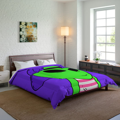 Purple Hat Green Alien Smile Visitor Red White Striped Tank Top Bed Comforter