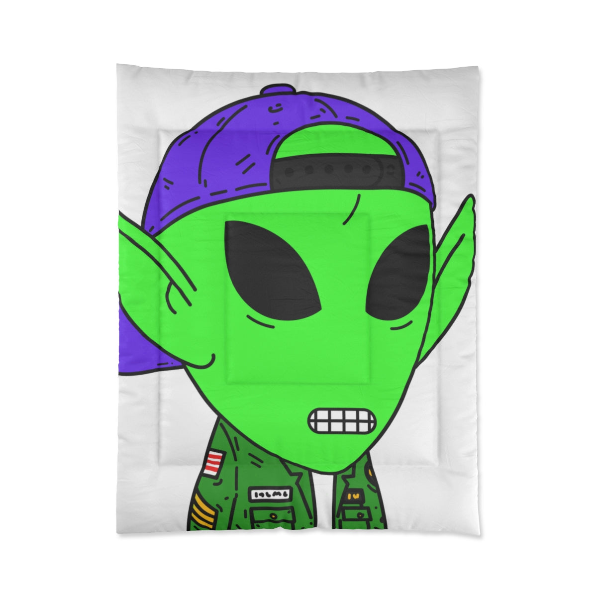 Green Military Army Jacket pointy ear Visitor Alien Bed Comforter