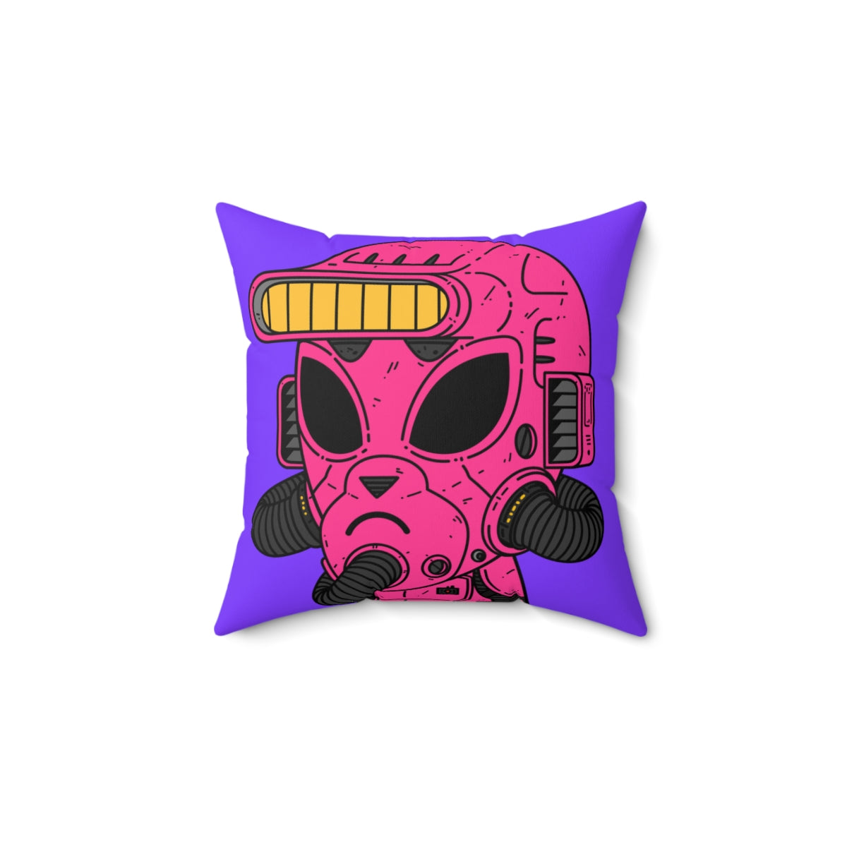Armored Pink Future Alien Cyborg Machine Visitor Spun Polyester Square Pillow