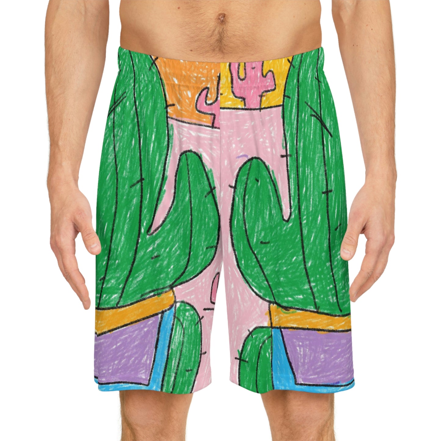 Pantalones cortos de baloncesto con estampado de luchador de sumo Desert Cactus (AOP) 