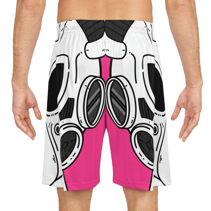 Armored White Mouse Ears Future Alien Cyborg Machine Visitor Basketball Shorts