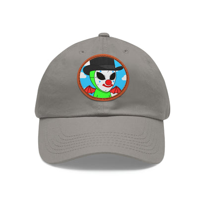 Clown Visitor Green Alien w/ Devil Wings Dad Hat with Leather Patch (Round)