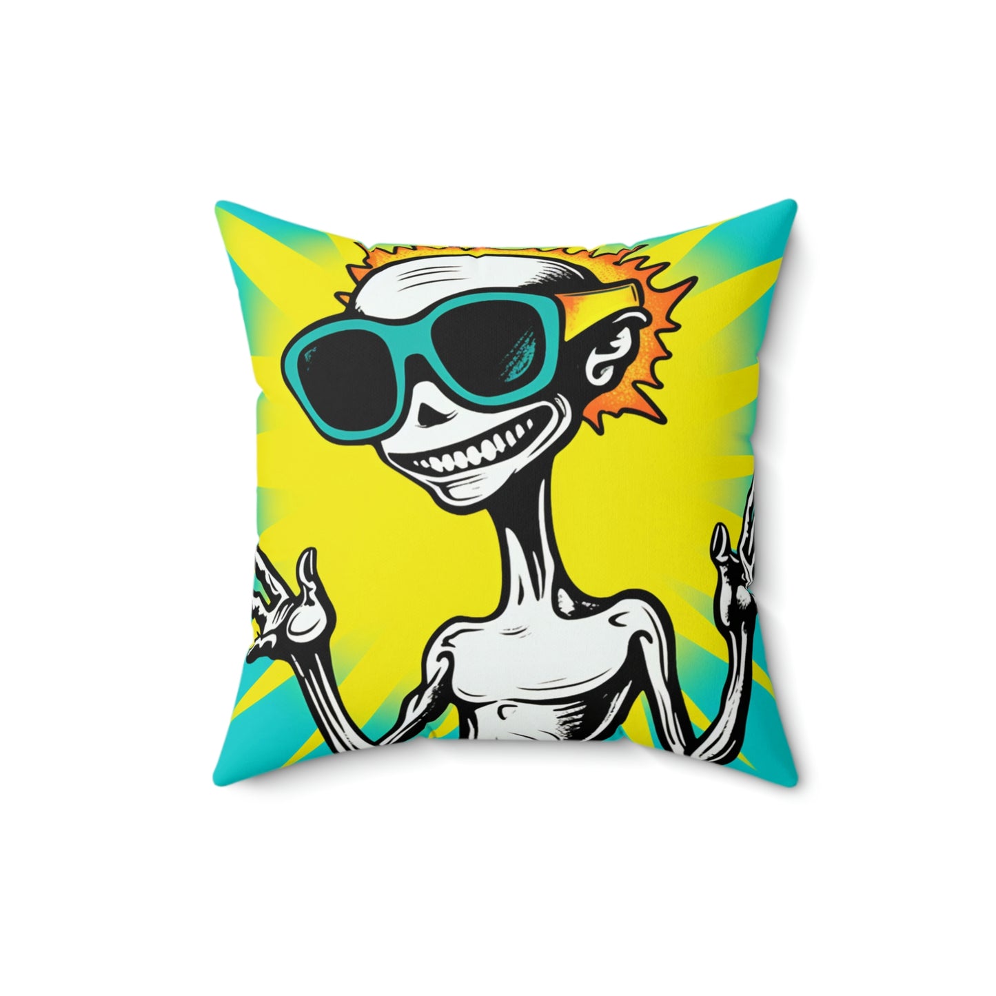 Designer Alien Summer Style Spun Polyester Square Pillow